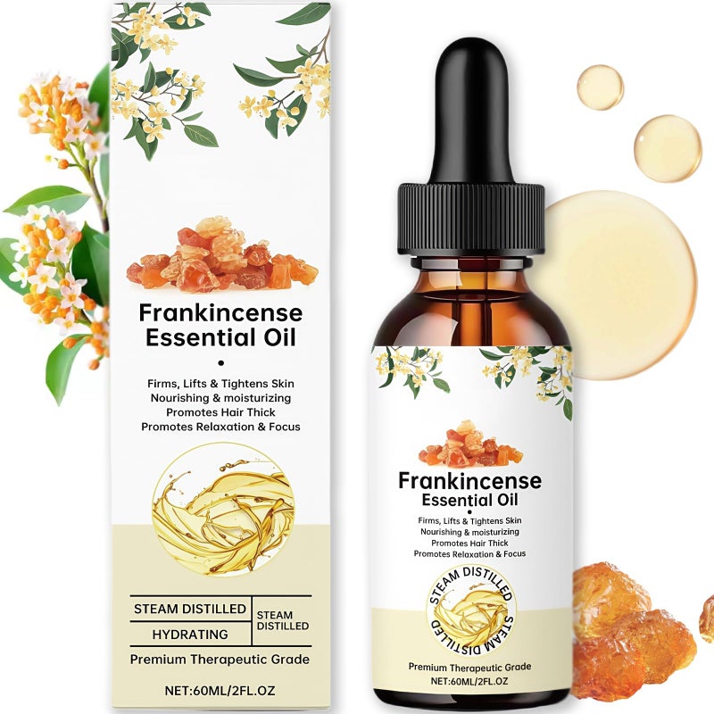 Frankincense Essential Oil for Skin â€“ Frankincense Oil for Face & Body, Improve Fine Lines & Stretch Marks, Hydrates & Soothes, Natural Aromatherapy Essence for Skin Care & Spa